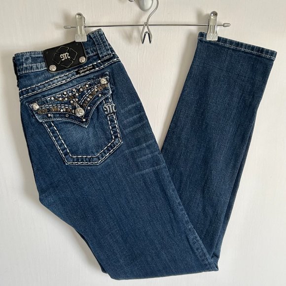 Miss Me Denim - Miss Me Jeans Embellished Pockets Medium Wash Skinny Womens Size 29